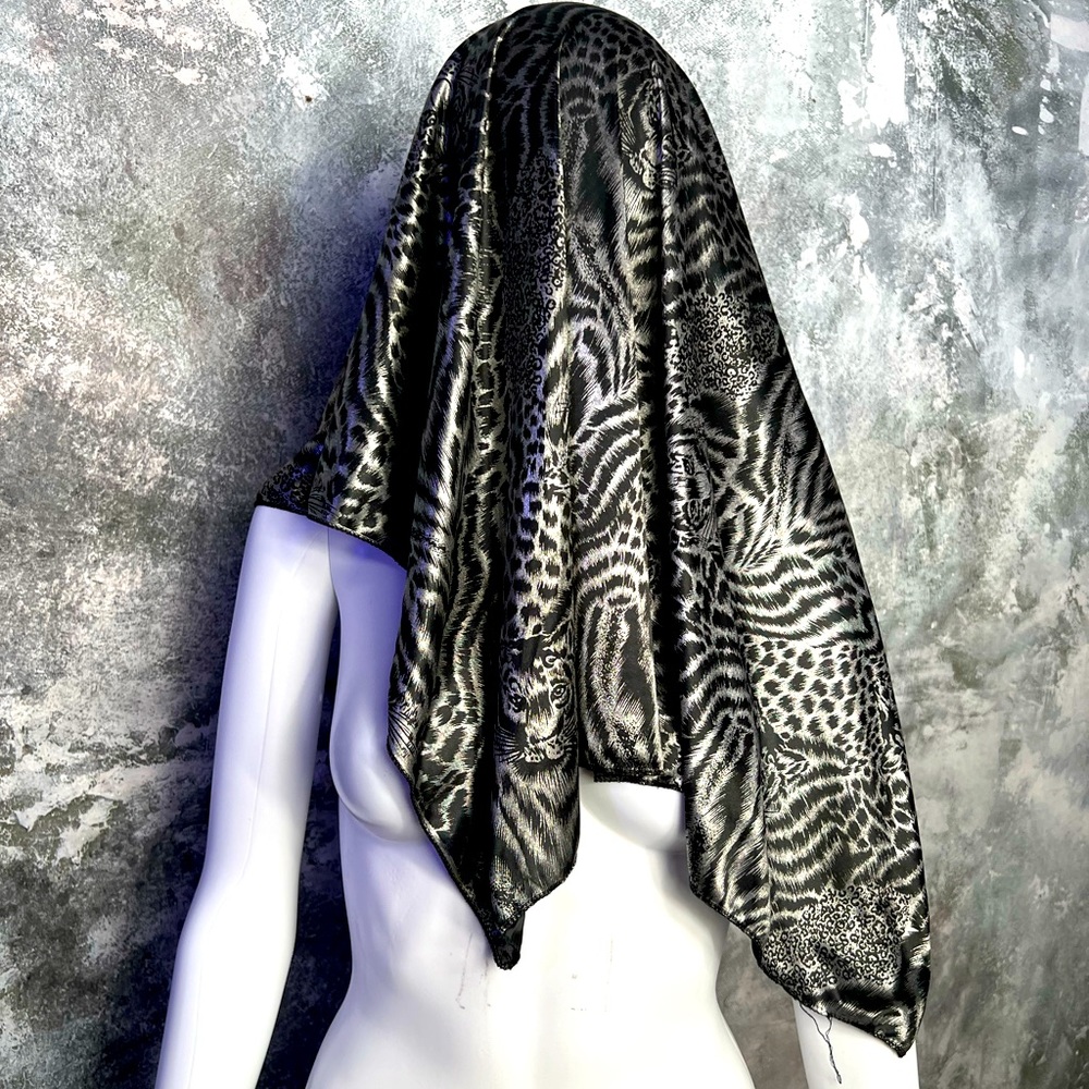 Silver and Black Metallic Cheetah Scarve
